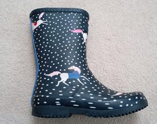 Girls UK Size 11 Girls Navy Spotty Horse Wellies