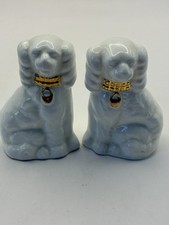 Pair Of Miniature Bone China Mantle Dogs With Gold Collars Possibly Beswick