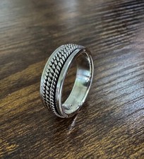 925 Sterling Silver Rotatable Spinner Ring – Handcrafted Chain Braid Design mens