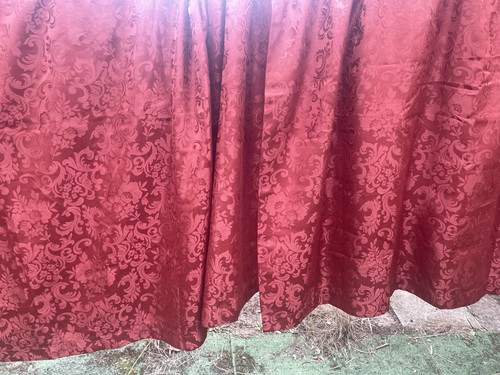 Pair rust red damask curtains - pair,