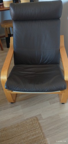 Ikea poang brown leather birch - poang,