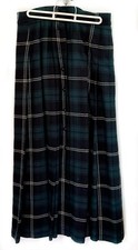Vintage Long Green Wool Plaid