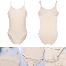 UK Kids Girls Nude Seamless Underwear Ballet Dance Leotard Camisole Bodysuit