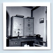 Old Vintage Square Photo DESK HAM RADIO NAVY TRANSMITTER TRANSCEIVER RECEIVER