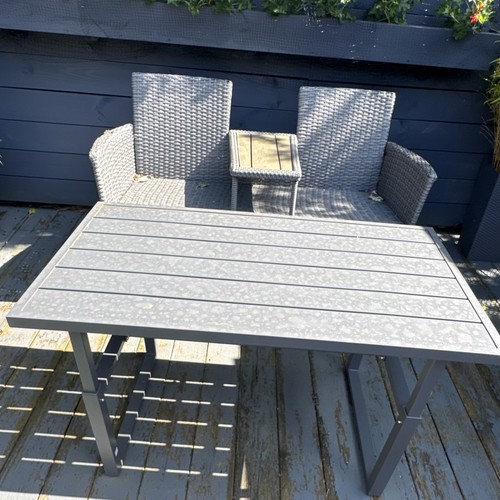 Grey rattan metal table - rattan, &