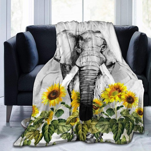 Elephant and sunflower blanket - sunflower,