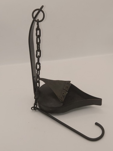 Antique hand forged iron betty - hand,
