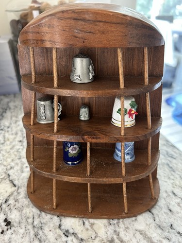 Wooden thimble display case - wooden,