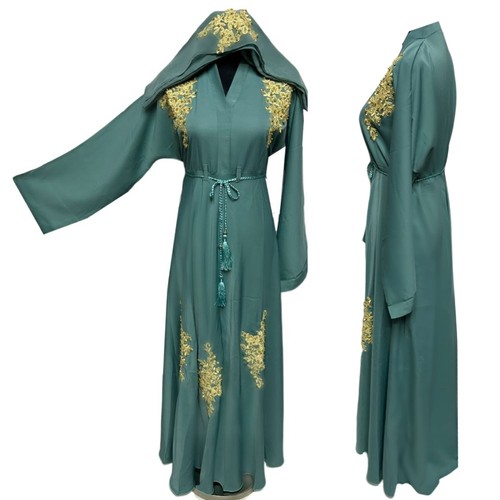 Teal mint umbrella cut abaya - mint,