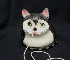 Vintage Sitting Cat Table Top Cat String, wool, cotton Holder Dispenser Babbacom