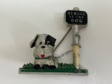Vintage Terrier Beware of The Dog Brooch Pin Badge