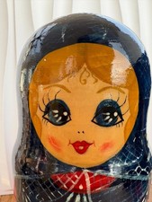 Wooden Russian Nesting Dolls Matryoshka 7 Piece Set Hand Painted Vintage Bright