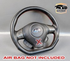 SUBARU IMPREZA STI WRX FORESTER RED STICH FLAT BOTTOM MULTIMEDIA STEERING WHEEL