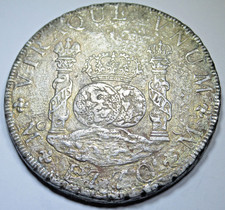 1770 Shipwreck Mexico 8 Reales Spanish Colonial Pirate Pillar Dollar VF-XF Coin