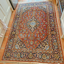 Vintage hand-made oriental Keshan rug carpet 212x138cm wool