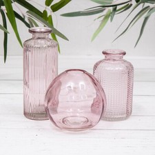 Set of 3 Vintage Pink Glass