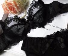 Sexy Sheer Lace Minimiser Embroidery Underwired Bra Set Briefs 30-42ABCD-DD-E