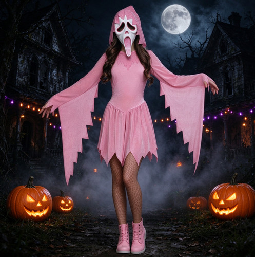 Girls ghost face - pastel, pink