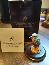 Mini Kingfisher Ornament On Wooden Plinth By Country Artists Boxed