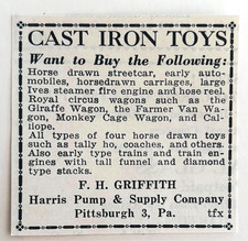 1961 Cast Iron Toys Wanted