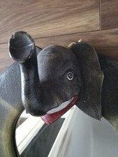 Unusual Elephant Mirror 14" Indonesian Made Painted Wood Bedroom Bathroom Hall