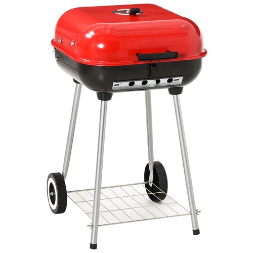 Outsunny red charcoal trolley - outsunny,