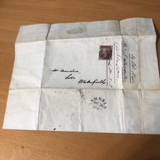 1841 QV FINE 1d PENNY RED MX MALTESE CROSS ON LETTER BARNSLEY TO WAKEFIELD I C