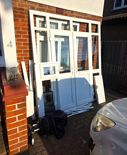 White upvc french double - white,