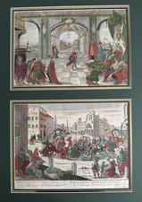 Rare1 8th C. Hand-Colored Copperplate Engravings, George Balthasar Probst Framed