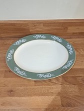 Oval Platter Lord Nelson Pottery, Sage Green/white leaf, Elijah Cotton