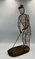 Metal Wire Golfer Figurine 17.5 x 9 x 5” Gift Ornament Golf Vgc