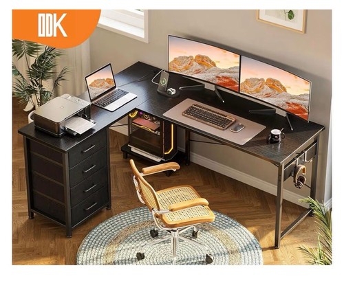 Corner desk with drawers l - corner,