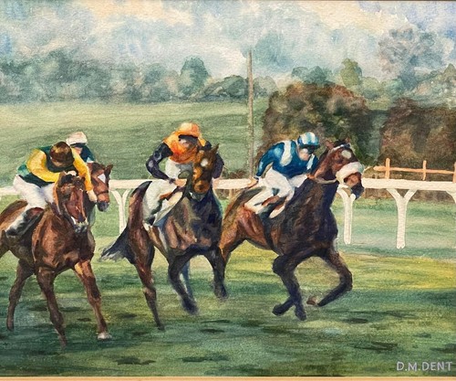 Horse racing watercolour - horse, by
