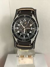Citizen Men’s Eco-Drive Multifunction Black Dial Leather Strap Watch AP4010-03E