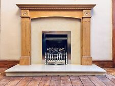 Denbigh solid oak fire surround with stone back and hearth - good condition