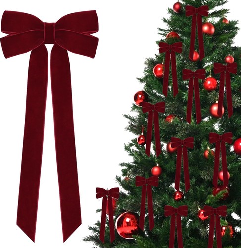 12pcs burgundy velvet bows - velvet,