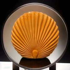 Small Decorative Yellow Ceramic Scallop Clam Seashell Vase Ornament Home Decor