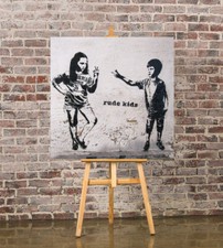 BANKSY RUDE KIDS-SQUARE CANVAS
