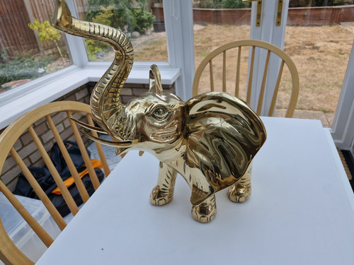 Large brass elephant ornament - large,