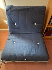 Single Futon Metal Sofa Bed with Mattress - Navy