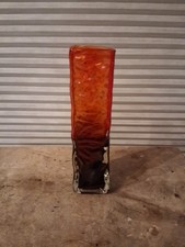 Whitefriars Style Small Orange Glass Vase 173mm High
