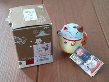 Ceramic Roly Poly Maneki Neko Lucky Good Fortune Cat Ornament Boxed