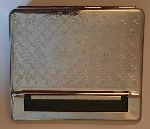 Tin skull engraved design - tin,