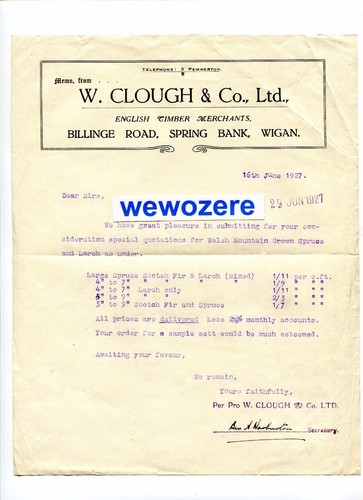 Vintage billhead clough - billhead,, &