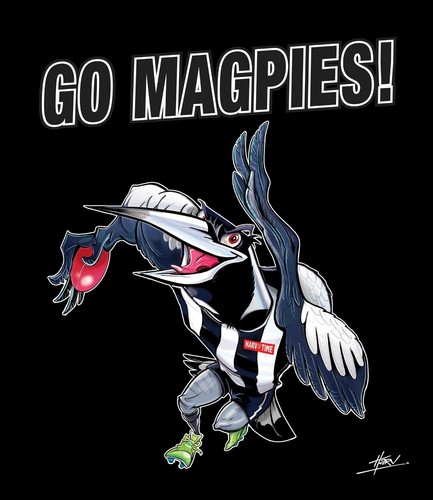 Magpies flannel fleece - magpies!,