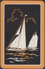 Playing Cards Single Card Old Vintage Art Deco * SAILING YACHT DINGHY BOAT RACE 