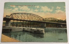 1916 Postcard Barge Canal Lock