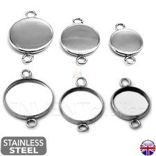 10x Stainless Steel Connectors Bezel Cabochon Base Setting Pendant 6-16mm 822