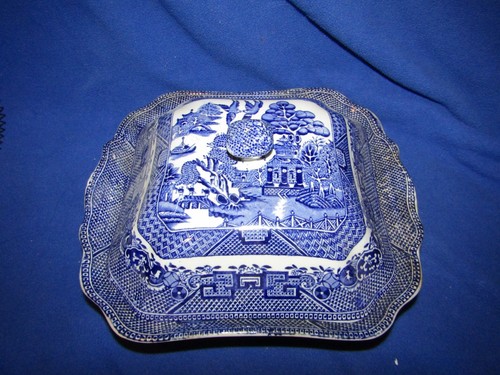 Antique blue willow - blue, serving