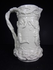 Large Vintage Minton Figural Relief Jug Pitcher Salt glaze